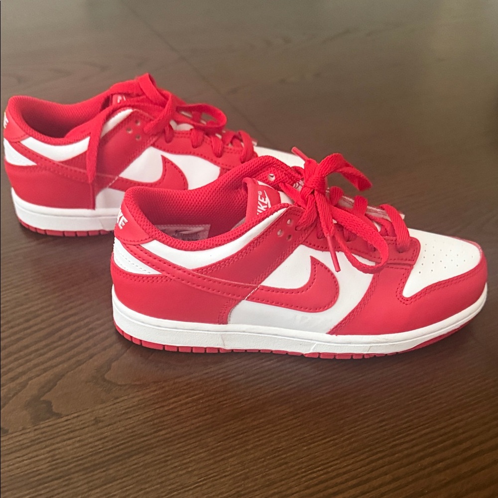 Nike Kids Red and White Low-Top Court  Sneakers - Picture 3 of 8